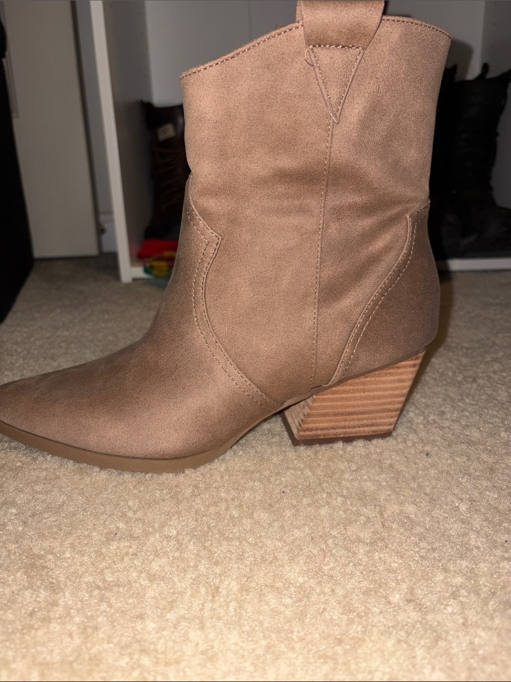 Dolce Vita Taupe Suede-Look Ankle Booties - Picture 5 of 7